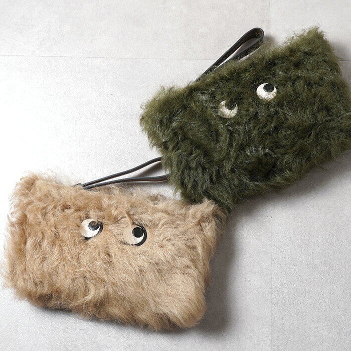 【MAX1万円OFF クーポンSALE】ANYA HINDMARCH アニヤハインドマーチ クラッチバッグ Shearling Eyes Clutch 201148 201155 レディース ファー ムートン ポーチ アイズ[cp_fifte]
