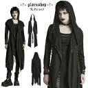 glareshop グレアショップ「S/L/2XL」JX967-B■ゴシックアシンメトリーニットフード付きトレンチコート カーディガン 黒 ブラック レディース...