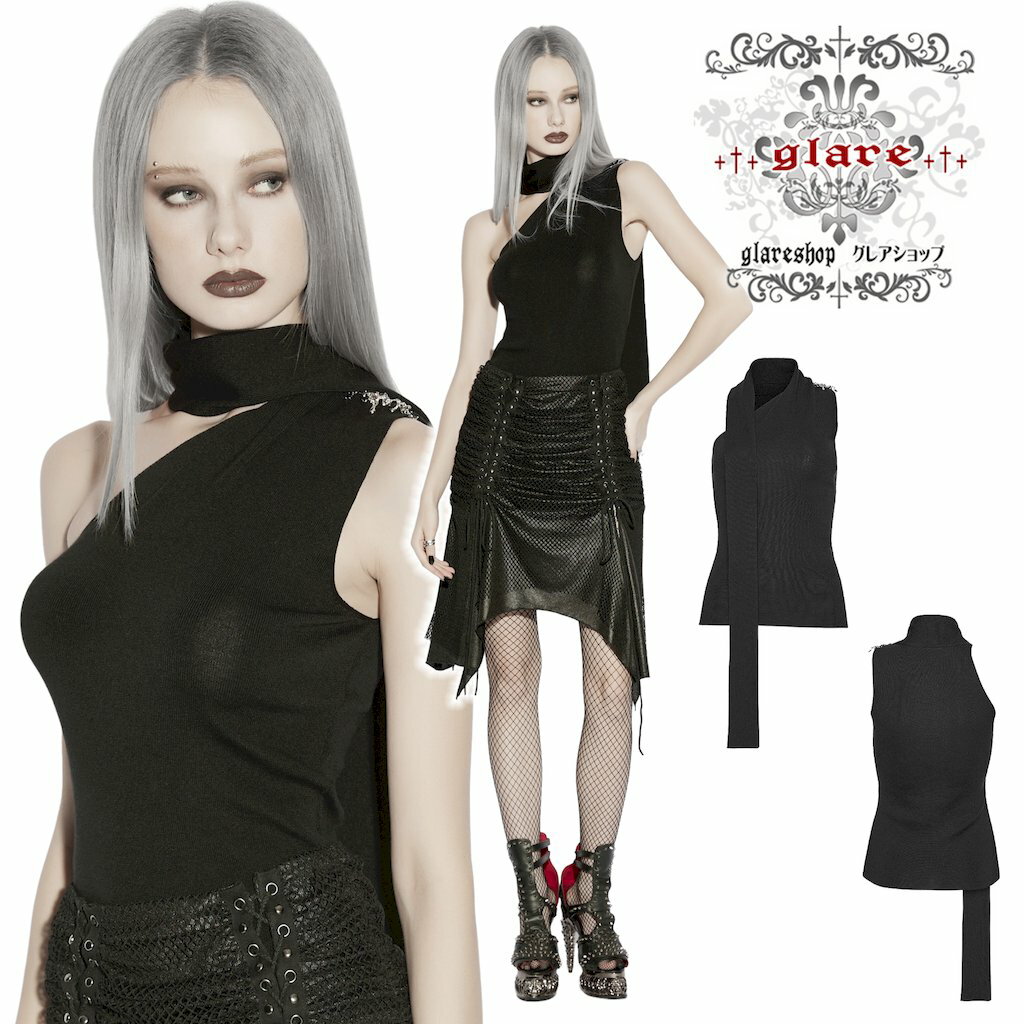 Rakuten - glareshop グレアショップ「S/L/2XL」KX733-B■ゴシックダークアシンメトリーウールトップ 黒 レディース | ヴィジュアル系 V系 モード系 コスプレ ステージ 衣装 服 [PUNK RAVE] Goth Dark Asymmetric Woolen Top