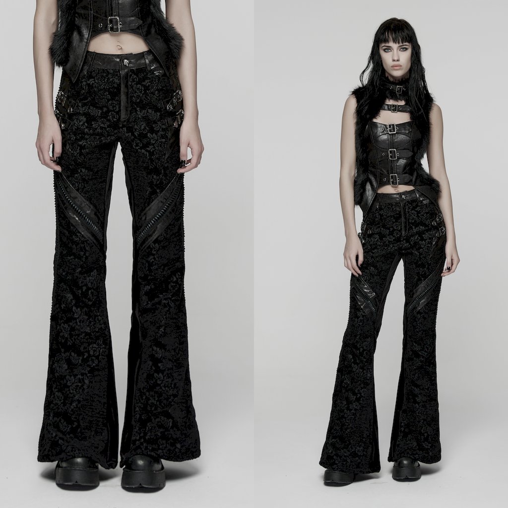 glareshop グレアショップ「XS-4XL」PX827-B■ゴシックレトロコートスタイルフレアパンツ 黒 レディース | ゴスロリ 地雷系 ヴィジュアル系...