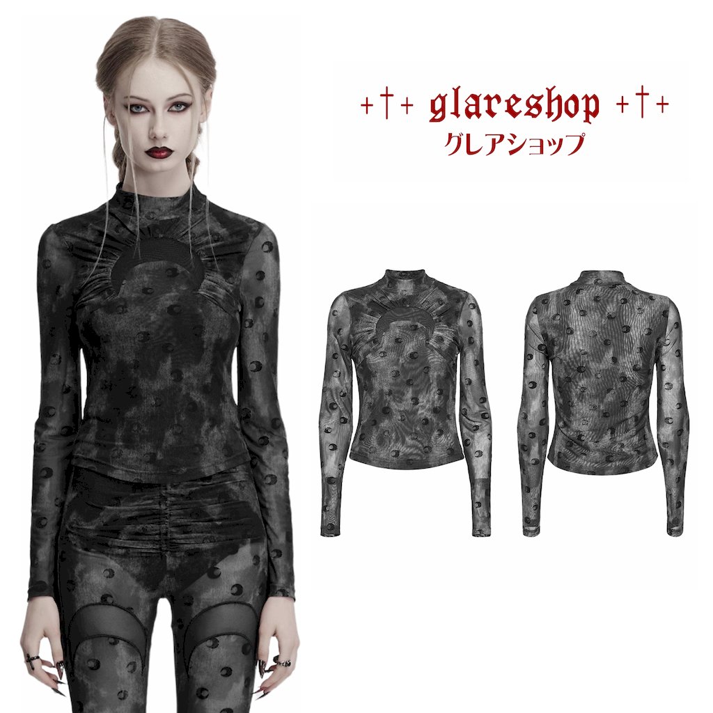 glareshop 쥢åפ㤨glareshop 쥢åסS/L/2XLTXA392-GYåͥ٥٥åĹµT åȥ 졼 ǥ | 奢 V ⡼ɷ   [PUNK RAVE] Gothic Crescent Hollowed Velvet Long Sleeve T-ShirtפβǤʤ7,800ߤˤʤޤ
