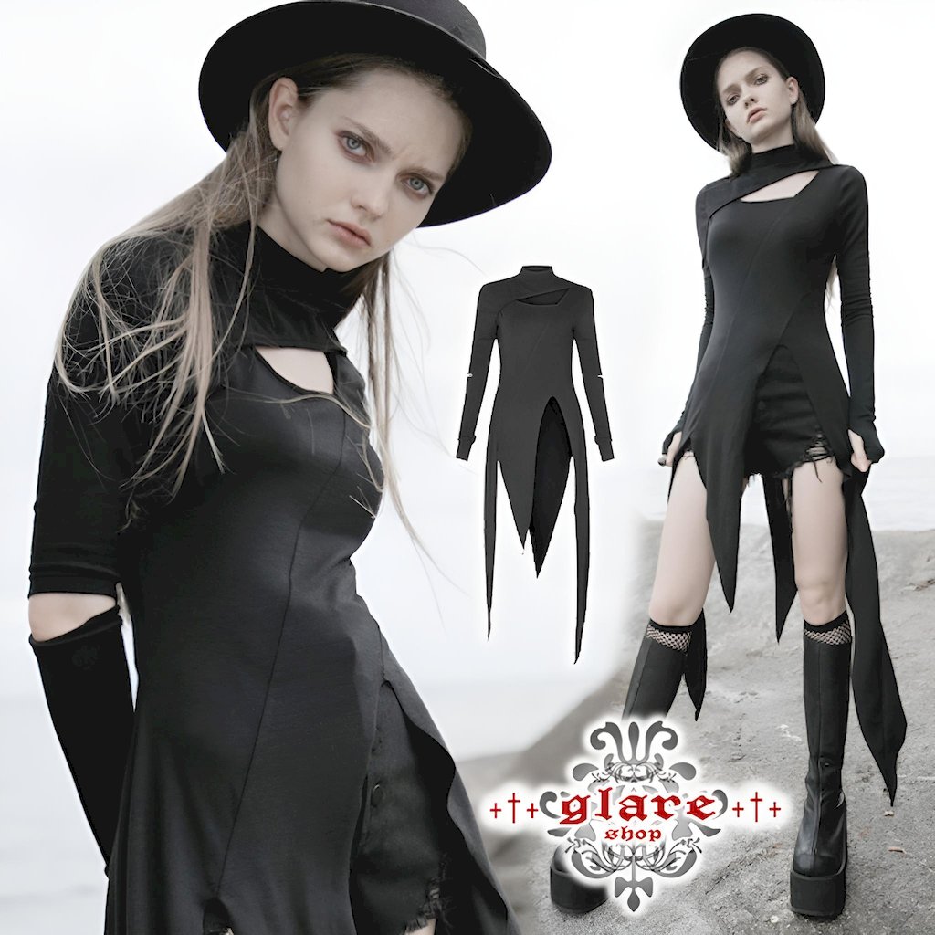 Rakuten - glareshop グレアショップ「S/L/2XL」WX520-B■ゴスロリ ゴシック 胸開き アシンメトリー ワンピース 黒 レディース | ゴスロリ ゴシック パンク ロック ファッション モード系 コスプレ ステージ 衣装 服 [PUNK RAVE] Witch Long Sleeve Top Dress