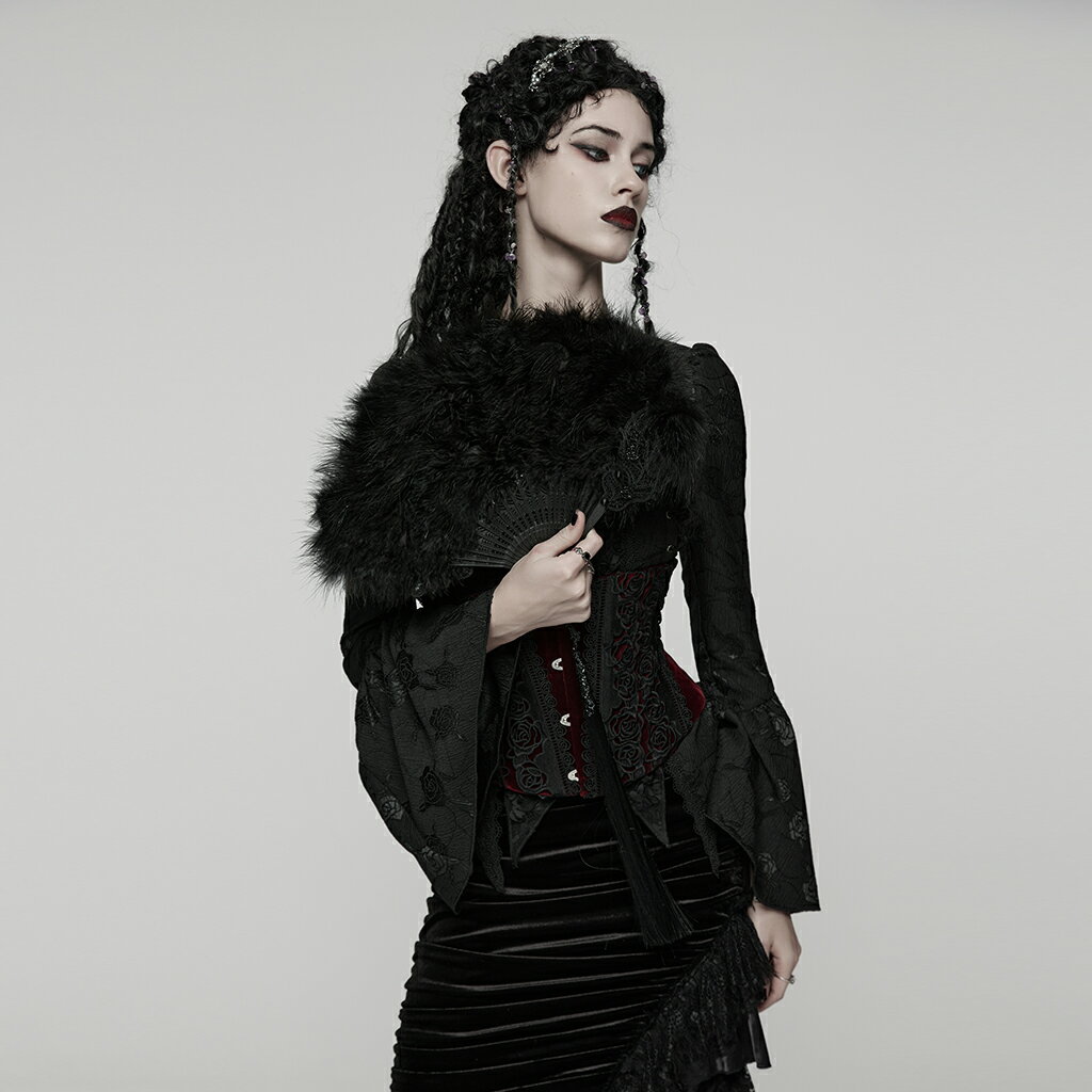 glareshop グレアショップ「F」ZX087-B■ゴシックチャイナスタイルタッセルペンダント 羽根扇子 黒 レディース | ヴィジュアル系 V系 モード系 コスプレ ステージ 衣装 服 [PUNK RAVE] Chinese Style Tassel Pendant Feather Fan