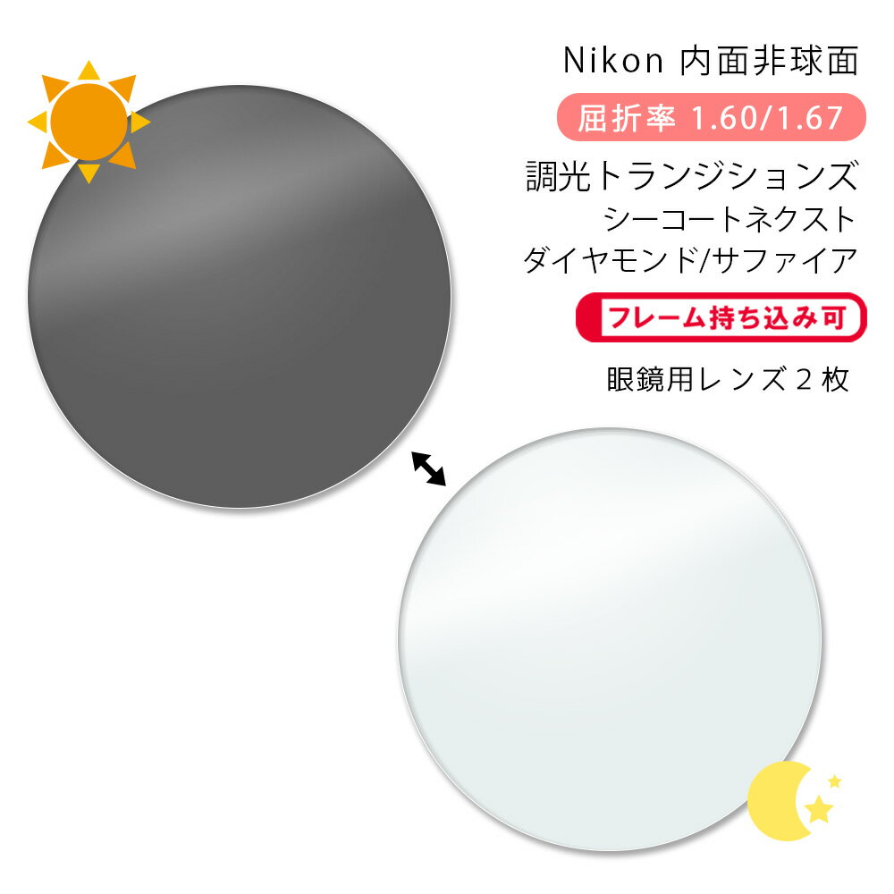 内面非球面ニコン ライト3BAS/ライト4BAS トランジションズ GEN8 スタイルカラー シーコートネクスト ダイヤモンド/サファイアNikon Lite3BAS/Lite4BAS Transitions GEN8 Style color SEECOAT NEXT DIAMOND/SAPPHIRE