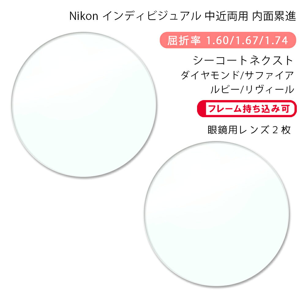 【超耐傷 中近両用 メガネレンズ交換】内面累進ニコン ロハス テン ゼット ホーム/クラフト シーコート..