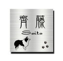 表札 ステンレス 正方形 【 犬 肉球 わんこ 】 送料無料 ステンレスエッチング表札 サンドブラスト加工 10 cm から14、5 cm までの 5ミリ 刻み...