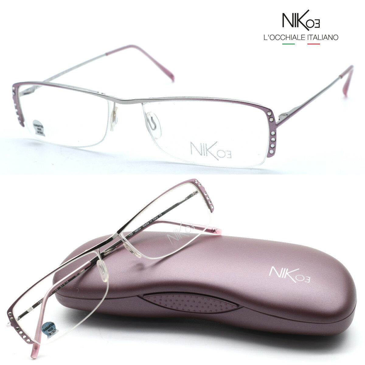 【NIK03】ニックゼロスリー メガネ NK358 col.10 度付又は度無レンズ標準装備 イタリア製【送料無料】【正規品】クラシック ボストン レディース 男女兼用 ブランド おしゃれ 高級