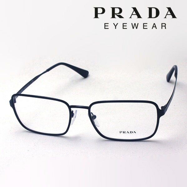 プレミア生産終了モデル 【プラダ メガネ 正規販売店】 PRADA PR57XV 1AB1O1 56 メタル 伊達メガネ 度付き ブルーライト カット 眼鏡 CONCEPTUAL Made In Italy 黒縁 スクエア ブラック系