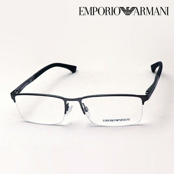 【エンポリオアルマーニ メガネ 正規販売店】 EMPORIO ARMANI EA1041 3003 メガネ 伊達メガネ 度付き ブルーライト カット 眼鏡 エンポリオ アルマーニ ハーフリム シルバー系