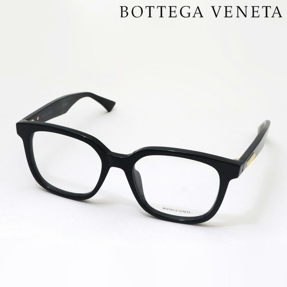 NewModel 【ボッテガ ヴェネタ メガネ 正規販売店】BOTTEGA VENETA BV1334OA 001 52 ボッテガヴェネタ 伊達メガネ 度付き ブルーライト カット 眼鏡 黒縁 Made In Italy レディース メンズ スクエア ブラック系