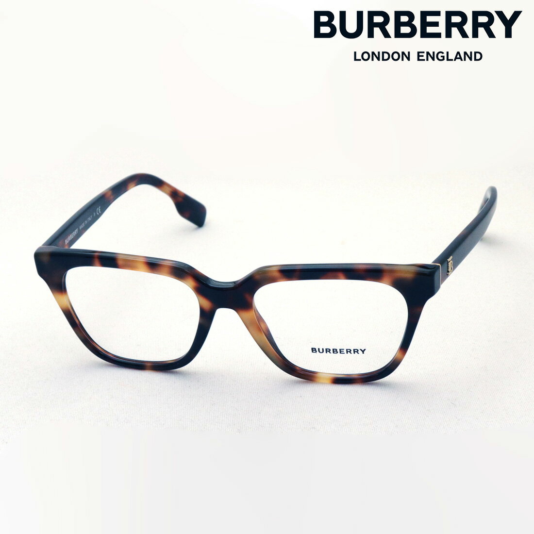 【バーバリー メガネ 正規販売店】 BURBERRY BE2324 3884 52 伊達メガネ 度付き ブルーライト カット 眼鏡 Made In Italy スクエア トータス系