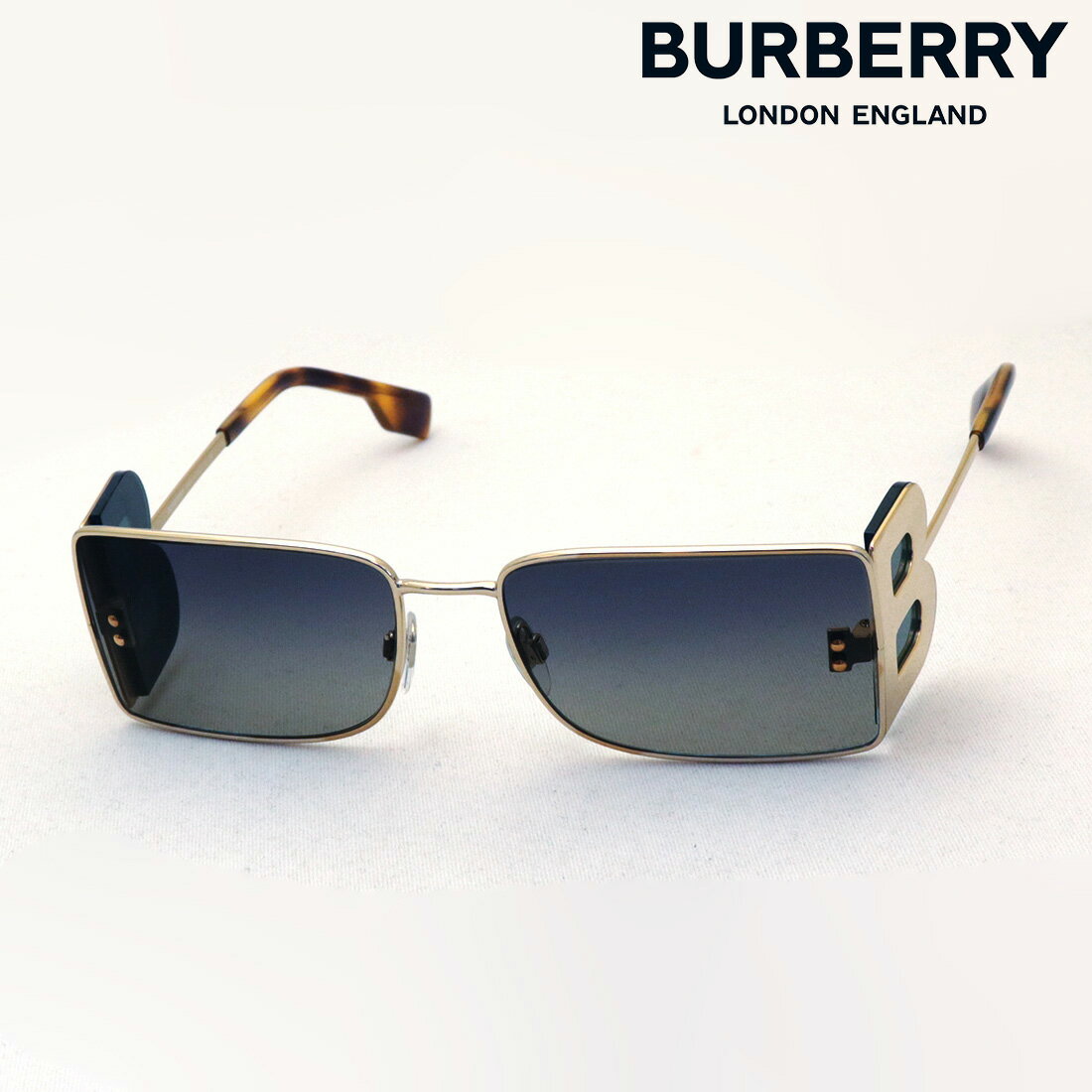 バーバリー おすすめ価格【バーバリー サングラス 正規販売店】 BURBERRY BE3110 10174l Made In Italy スクエア ゴールド系 SEHM