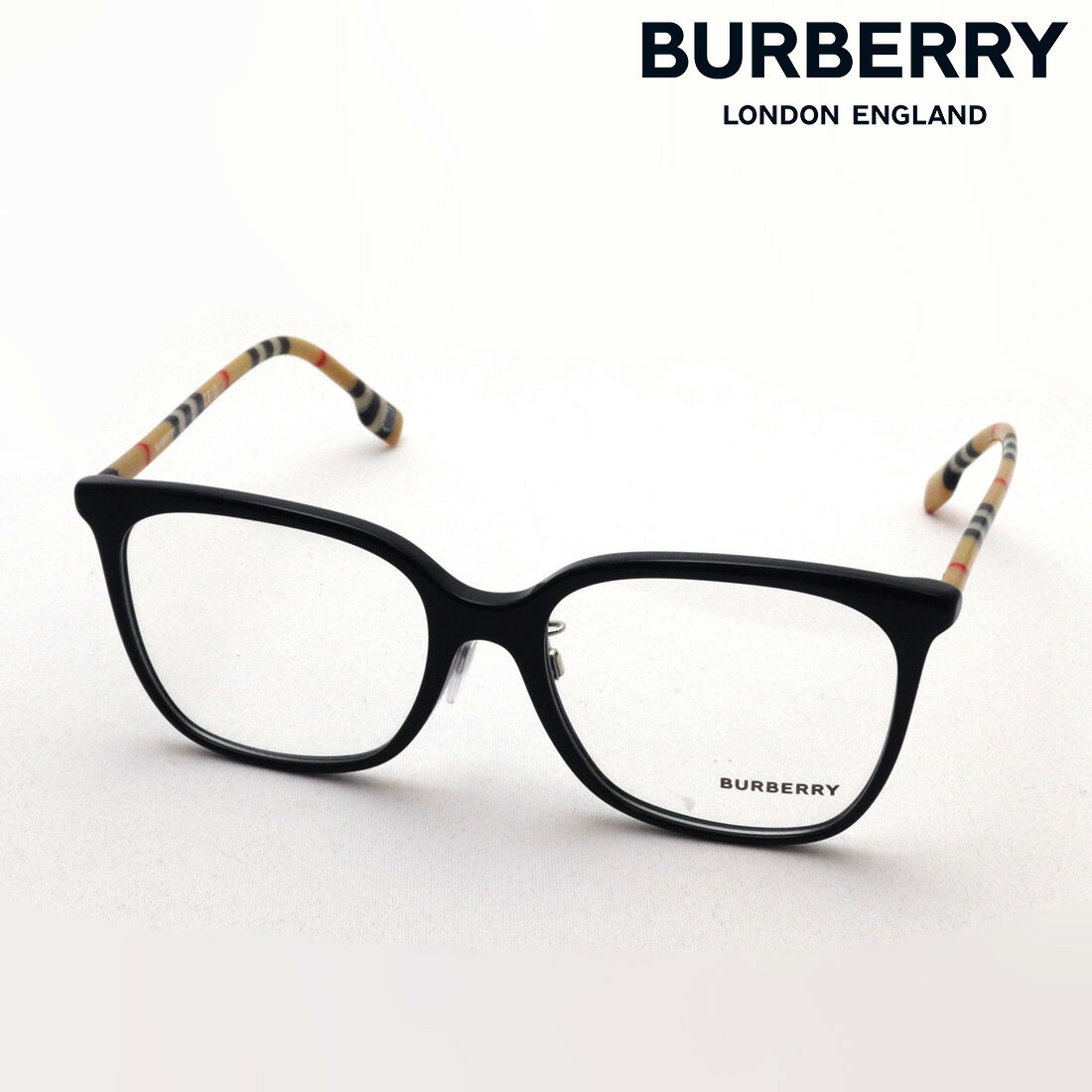 【バーバリー メガネ 正規販売店】 BURBERRY BE2367F 3853 54 伊達メガネ 度付き ブルーライト カット 眼鏡 黒縁 Made In Italy スクエア ブラック系