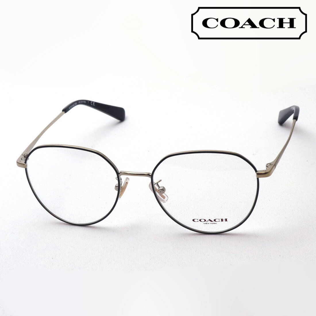 【コーチ メガネ 正規販売店】 COACH HC5116D 9346 伊達メガネ 度付き ブルーライト カット 眼鏡 レディース ラウンド ブラック系 ゴールド系