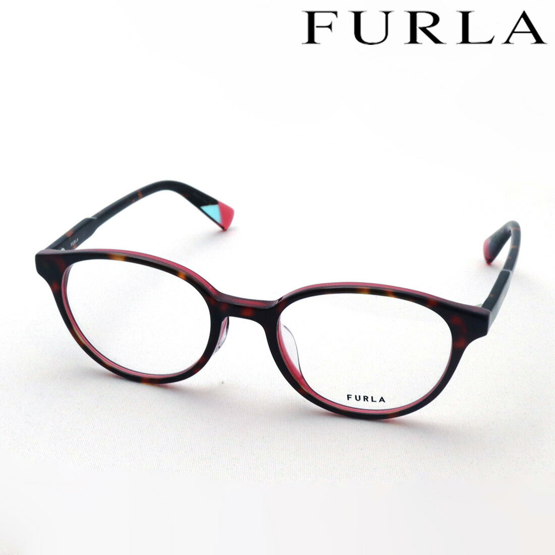 NewModel 【フルラ メガネ 正規販売店】 FURLA VFU755J 0NK5 伊達メガネ 度付き ブルーライト カット 眼鏡 ボストン トータス系