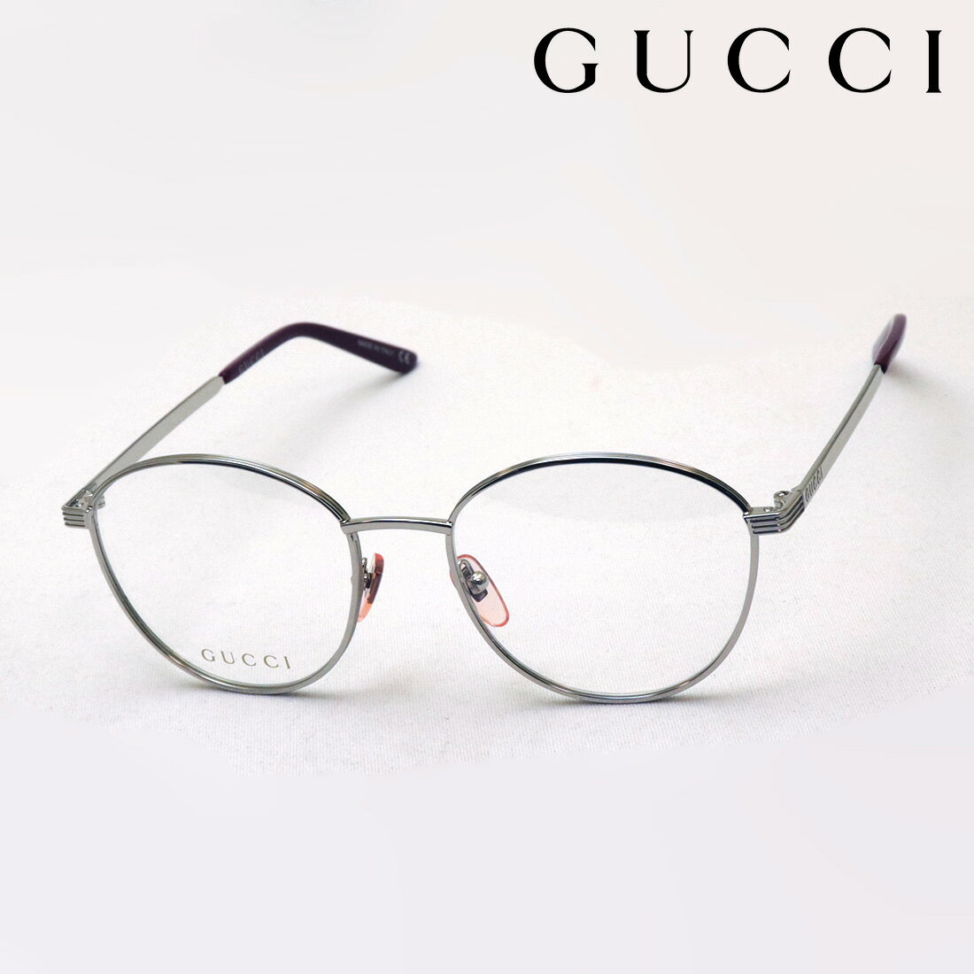 プレミア生産終了モデル 【グッチ メガネ 正規販売認定店】 GUCCI GG0806O 005 伊達メガネ 度付き 眼鏡 Made In Italy ラウンド シルバー系