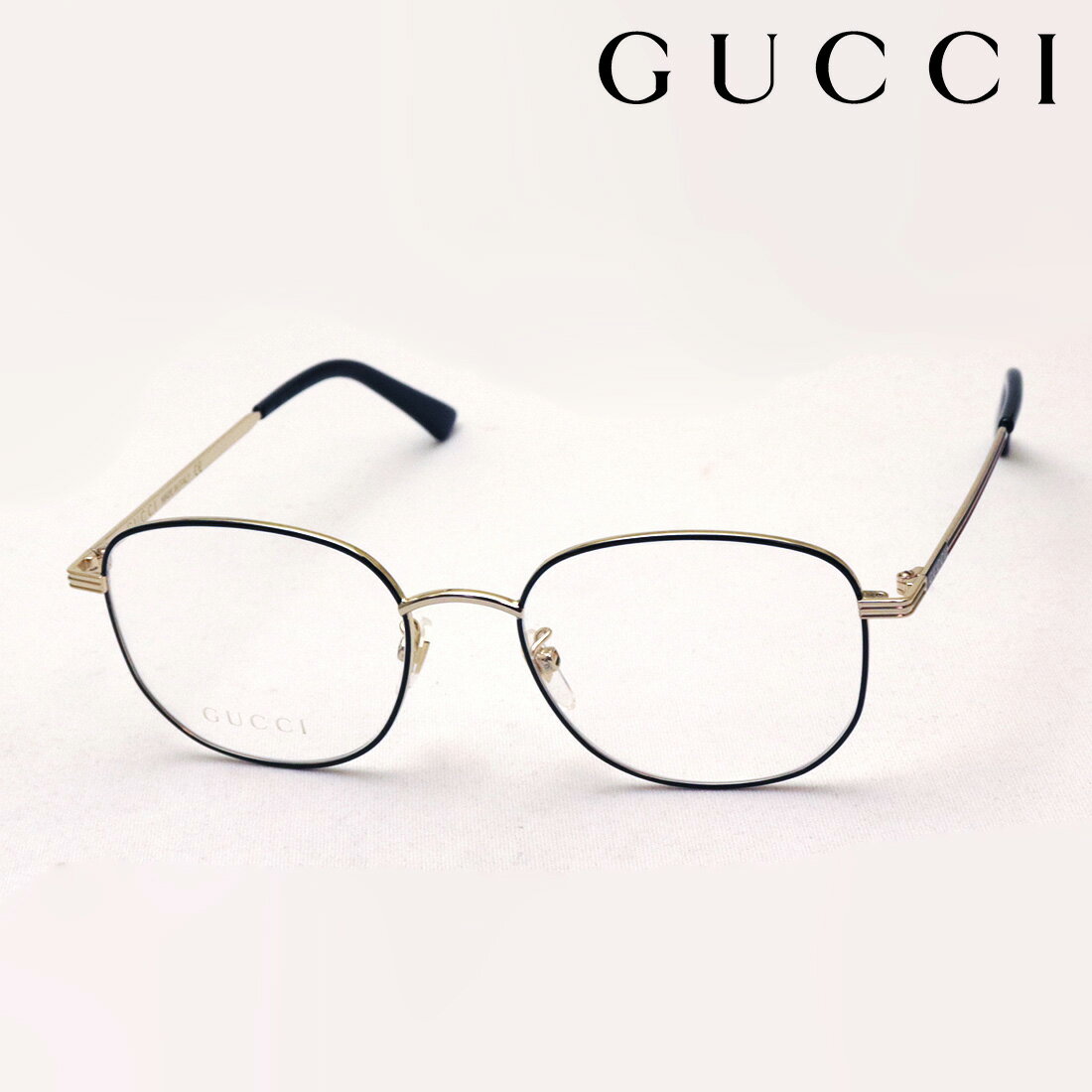 【グッチ メガネ 正規販売認定店】 GUCCI GG0838OK 001 52 伊達メガネ 度付き 眼鏡 WEB BLOCK Made In Italy スクエア ブラック系