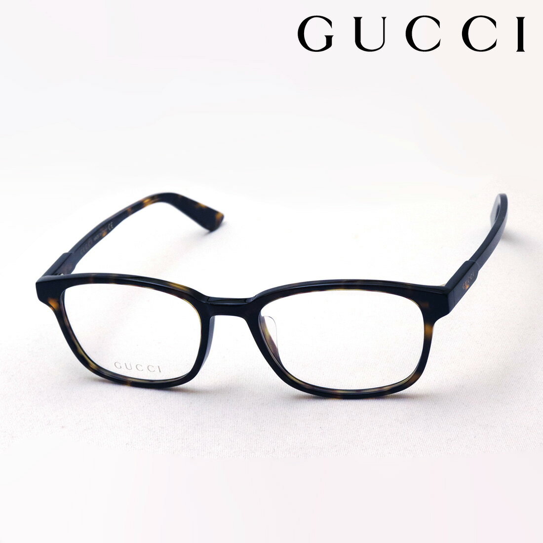 プレミア生産終了モデル 【グッチ メガネ 正規販売認定店】 GUCCI GG0867OA 005 55 伊達メガネ 度付き 眼鏡 Made In Italy スクエア トータス系
