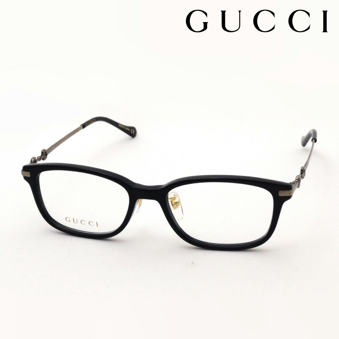 【グッチ メガネ 正規販売認定店】 GUCCI GG1129OJ 001 52 伊達メガネ 度付き 眼鏡 ホースビット Made In Japan スクエア ブラック系