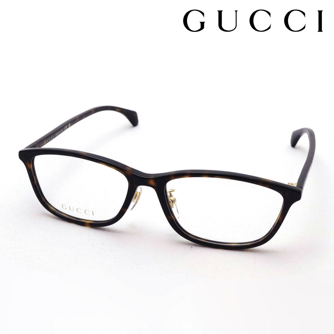 NewModel 【グッチ メガネ 正規販売認定店】 GUCCI GG1356OJ 002 55 伊達メガネ 度付き 眼鏡 Made In Italy スクエア トータス系