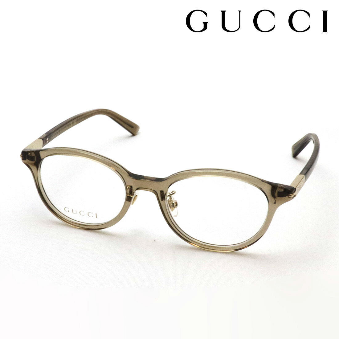 NewModel 【グッチ メガネ 正規販売認定店】 GUCCI GG1507OJ 004 伊達メガネ 度付き 眼鏡 Made In Italy オーバル クリア系 ブラウン系