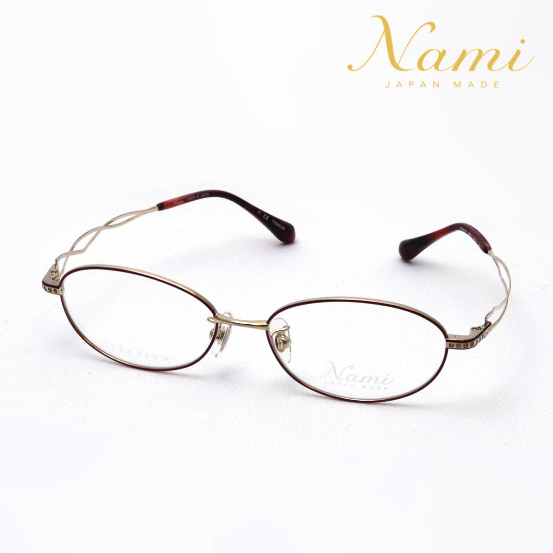 NewModel 【ナミ メガネ 正規販売店】 Nami JP1001B 5002 52 INFINITE インフィニット 伊達メガネ 度付き ブルーライト カット 眼鏡 レディース メタル Made In Japan オーバル ゴールド系 レッド系