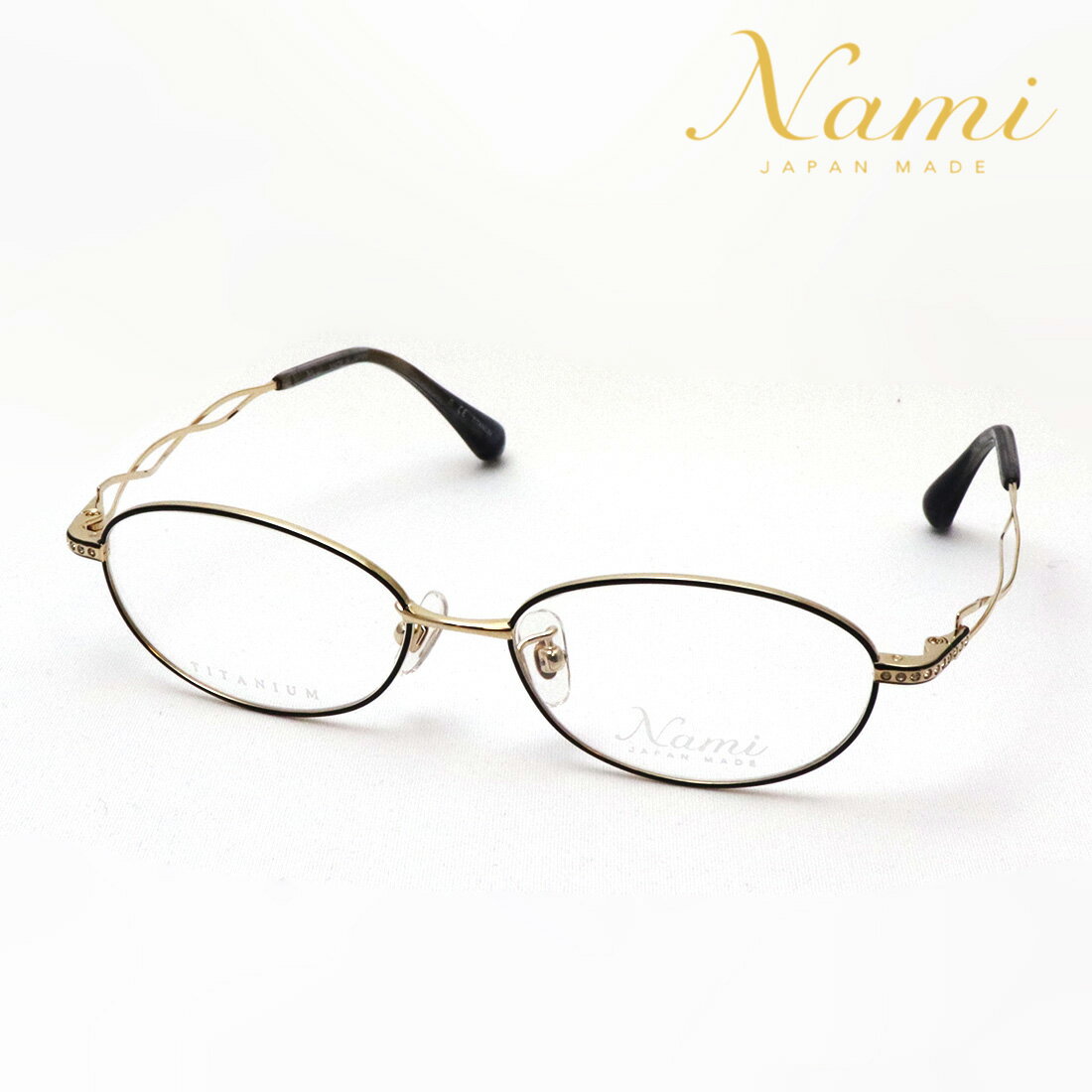 NewModel 【ナミ メガネ 正規販売店】 Nami JP1001B 5003 52 INFINITE インフィニット 伊達メガネ 度付き ブルーライト カット 眼鏡 レディース メタル Made In Japan オーバル ゴールド系 ブラック系