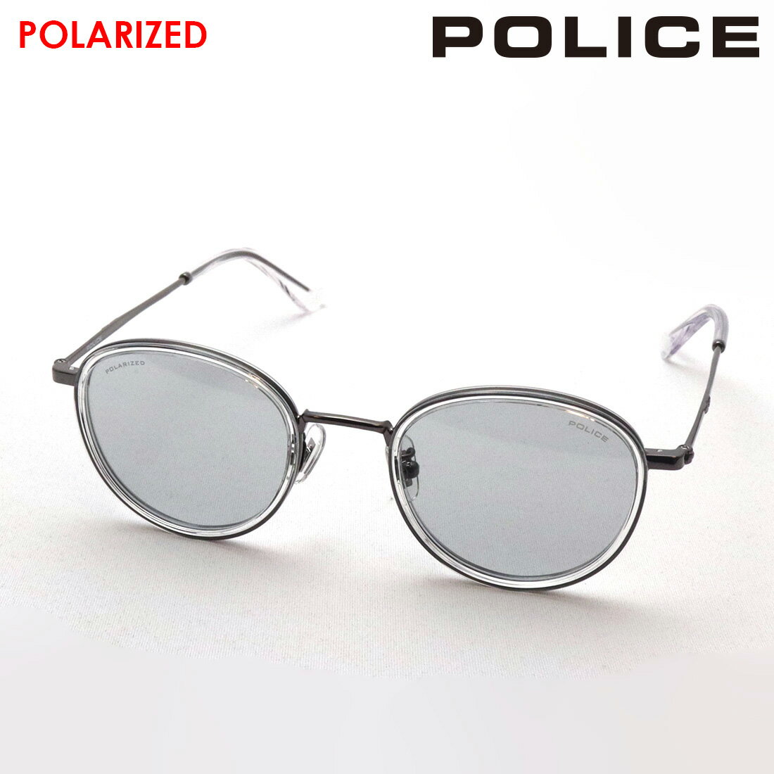 NewModel 【ポリス 偏光サングラス 正規販売店】 POLICE SPLM37J 568P ORIGINS LITE ライトカラー ラウンド シルバー系 クリア系