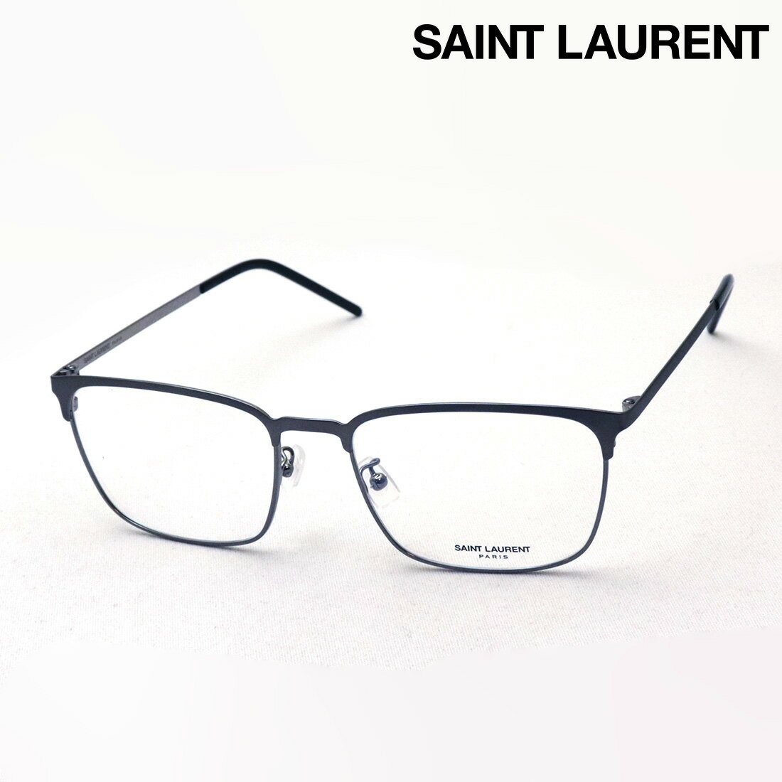 プレミア生産終了モデル  SAINT LAURENT SL378F SLIM 004 サン ローラン 伊達メガネ 度付き ブルーライト カット 眼鏡 スクエア シルバー系