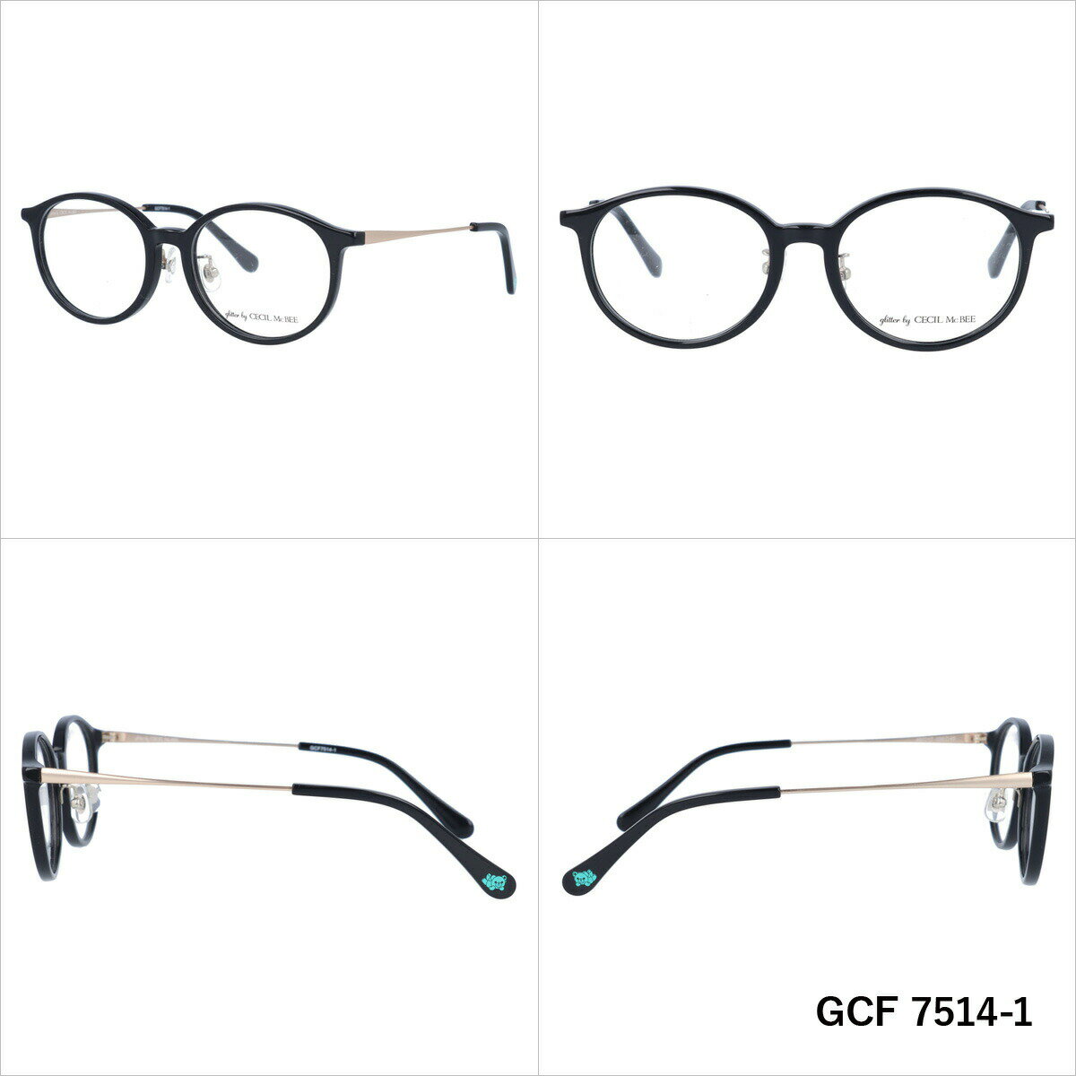 メガネ 眼鏡 度付き 度なし おしゃれ glitter by CECIL McBEE グリッターバイセシルマクビー GCF 7514 全3色 49サイズ クマ ベア ボストン型 レディース 女性 UVカット 紫外線 ブランド サングラス 伊達 ダテ｜老眼鏡・PCレンズ・遠近両用対応可能