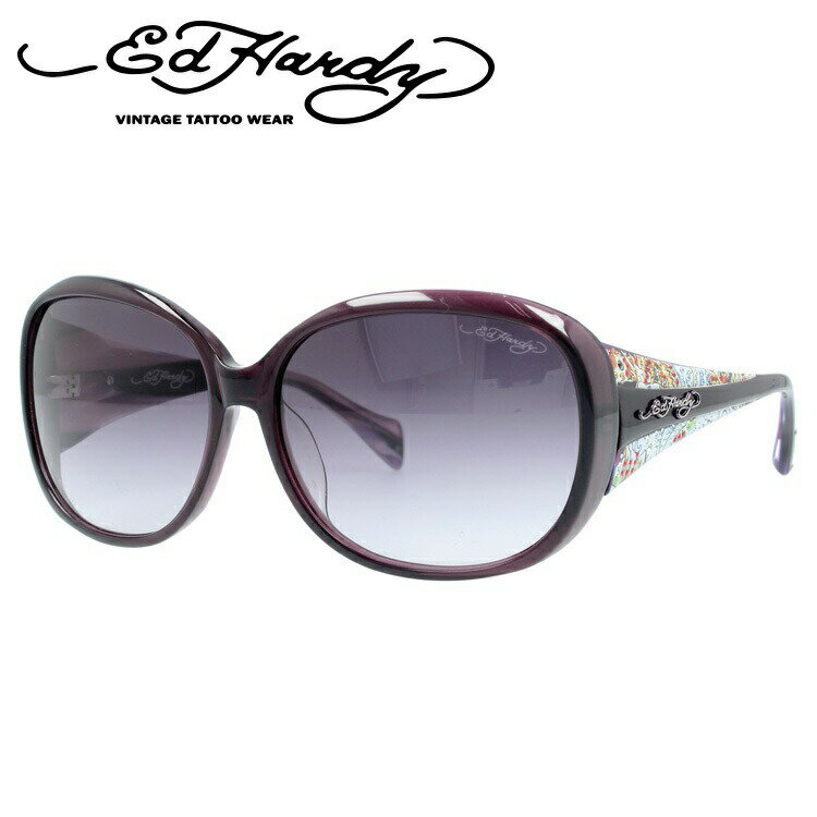 エドハーディー サングラス EdHardy エドハーディ Ed Hardy KOI LEAPING パープル/スモークグラデーション【レディース】UVカット 度付対応