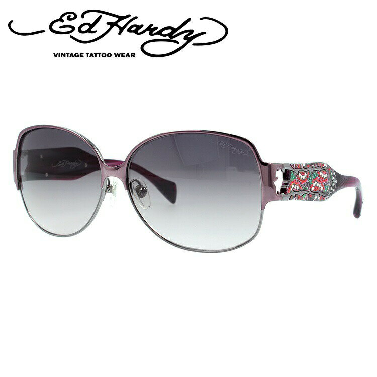 エドハーディー サングラス EdHardy エドハーディ Ed Hardy TWO ROSE パープルガン/グレーグラデーション【レディース】UVカット 度付対応