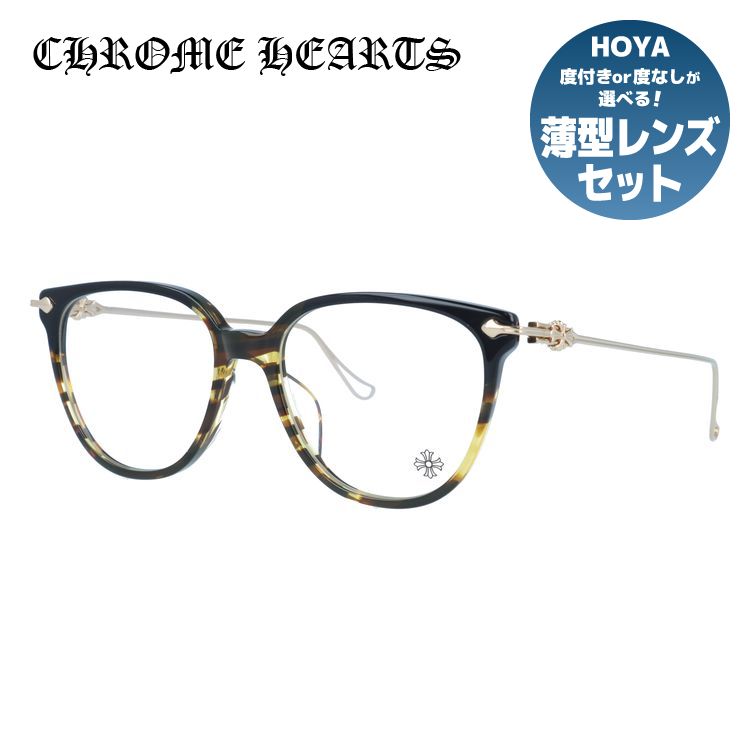 クロムハーツ メガネフレーム 伊達メガネ レギュラーフィット CHROME HEARTS THOT BK/VS-GP 52サイズ ウェリントン型 ユニセックス メンズ レディース