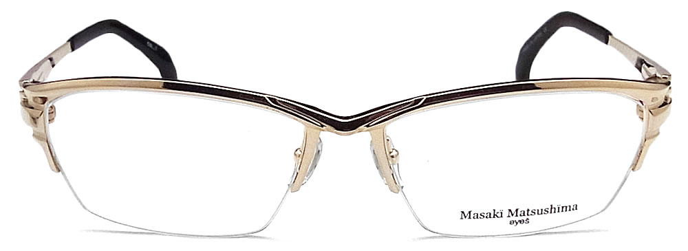 Masaki Matsushima マサキマツシマ メガネ MF-1259 1 眼鏡 サイズ58 伊達メガネ 度付き ホワイトゴールド ナイロール メンズ 男性 日本製 チタン