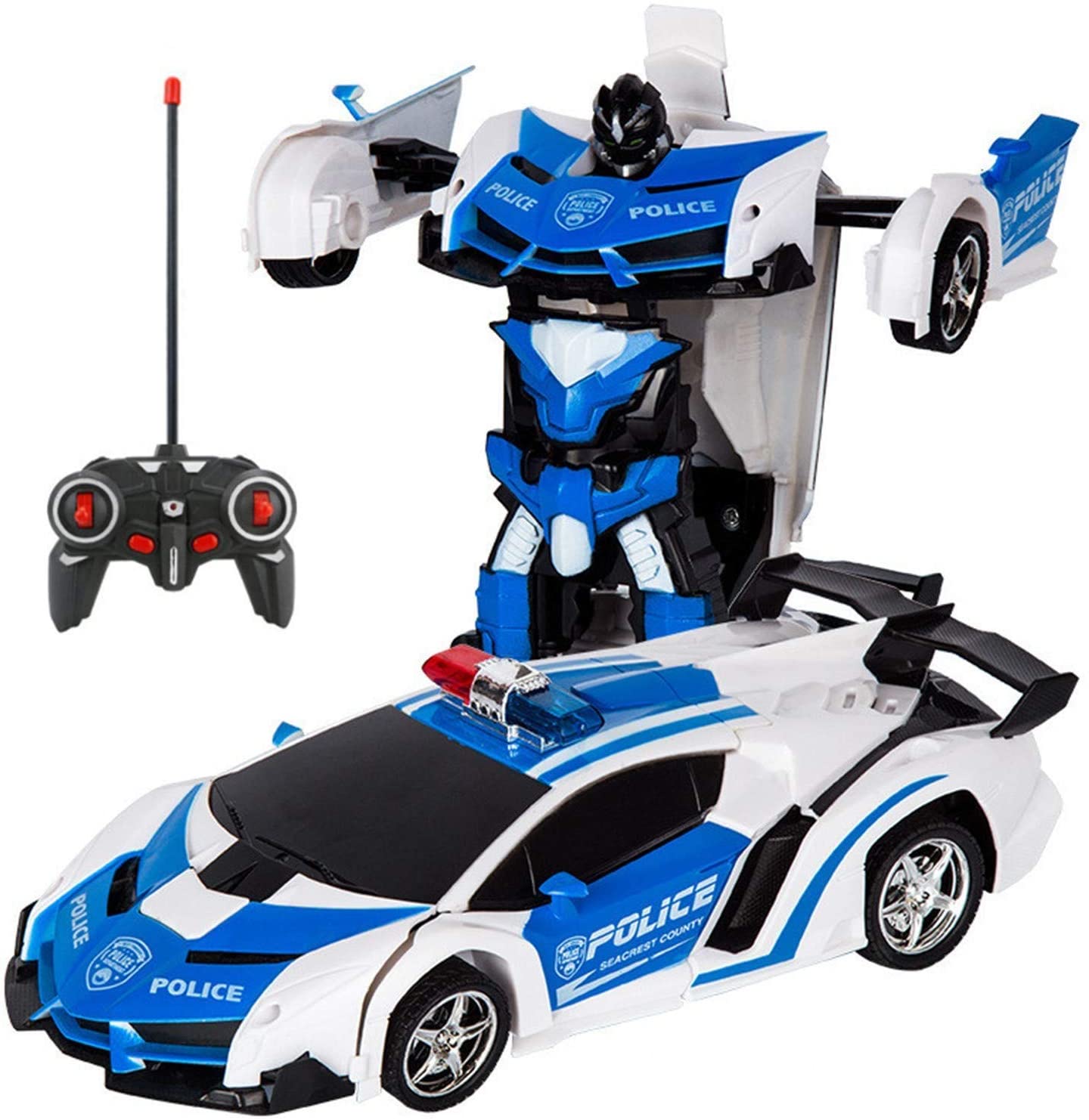 多機能ロボットおもちゃ ラジコンロボット RCカー おもちゃの車 ロボットに変換 安定性高い 耐衝撃 子供おもちゃ 贈り物 (警察の車)父の日