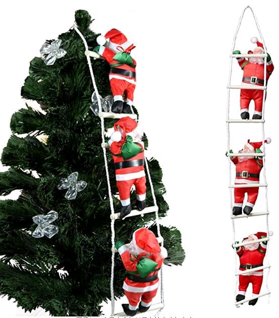飾り はしごサンタクロース サンタはしご サンタ人形はしご 三人 はしごのサンタ 吊り装飾用 サンタクロース インテリア飾り おもちゃ (25cm&三つのサンタ)jk-001父の日 2