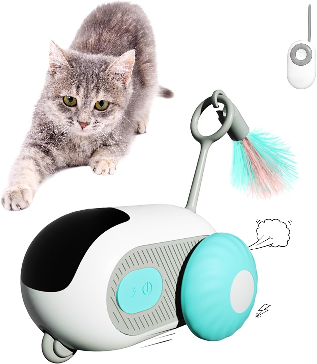 【リモコンモード＆2024 猫 おもちゃ自動 電動ネズミ ウィキッドマウス USB充電式 簡単操作 猫の玩具 猫一人遊び 猫じゃらし お留守番に 充分スピード 2モード搭載 運動不足解消 ストレス解消 …