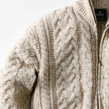 アイルランド製 フィッシャーマンズジップカーディガン[ARAN WOOLLEN MILLS/アランウールンミルズ]