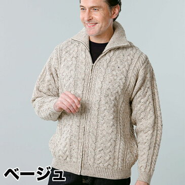 アイルランド製 フィッシャーマンズジップカーディガン[ARAN WOOLLEN MILLS/アランウールンミルズ]