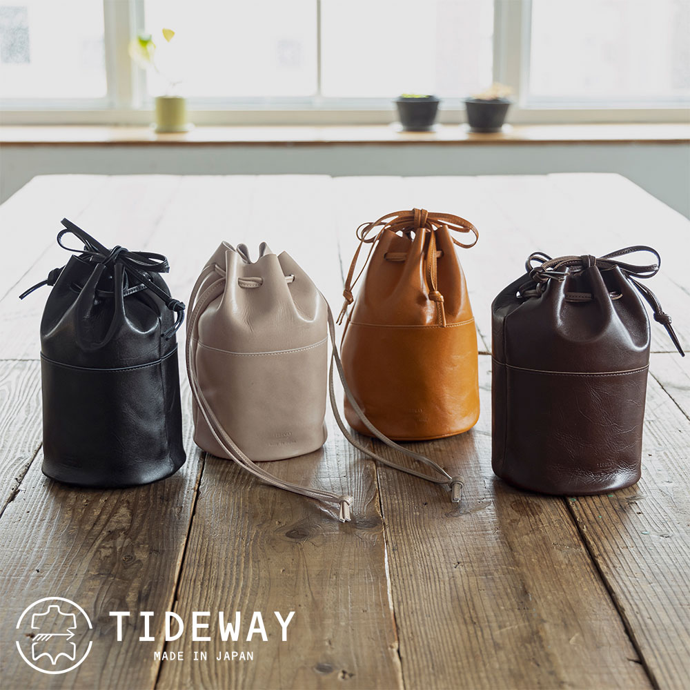 [TIDEWAY/タイドウェイ] LIGHT LEATHER DROW STRING BAG M 巾着バッグ レザーバッグ 本革 [送料無料]