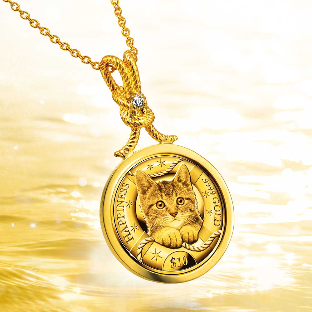 しあわせの Ship 039 s Cat シップスキャット 金貨 純金コインの宝飾ペンダント 宝飾純金 コイン ペンダント 日本製 送料無料