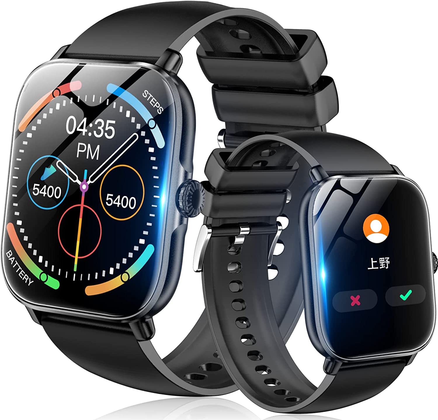 スマートウォッチ【2024最新革新 Bluetooth 5.2 通話機能 & 1.85インチ表示大画面】多機能 smart watch IPX8防水 多種類運動モード 軽量 薄型 Line/Facebook/着信電話通知 画面自由設定 日本語アプリ 長持ちバッテリー マナーモード 日本語説明書付き