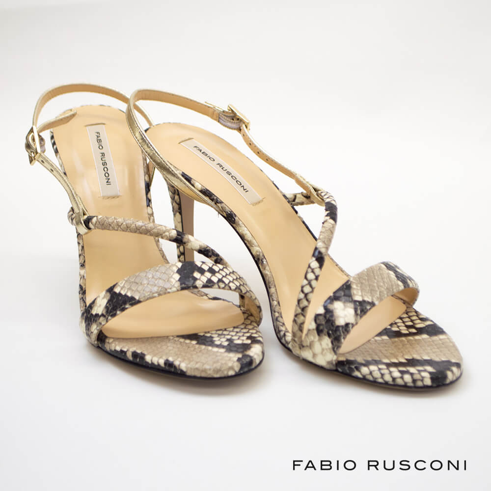 ファビオルスコーニ サンダル レディース SALE FABIO RUSCONI ファビオルスコーニ ストラップ サンダル MACRA ／ PITONE × PLATINO パイソンfabio rusconi