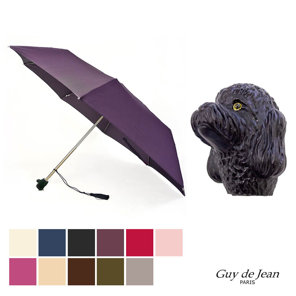 Guy de Jean ギ・ド・ジャン 折りたたみ傘 晴雨兼用 日傘 レディース 102147 どうぶつシリーズ CANICHE-NOIR プードル 犬 いぬ アニマルヘッド ユニセックス
