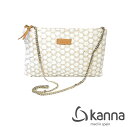 ラスト1点 KANNA カンナ レザー×オーガンジー 2way チェーンショルダー クラッチ バッグ K1807ミニバッグ 白 ホワイト アイボリー バラ 薔薇...