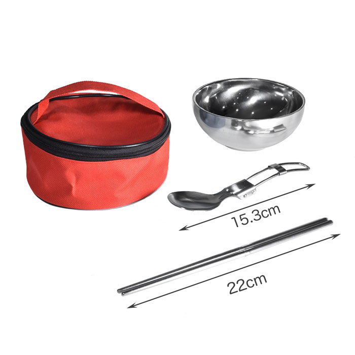 アウトドア用 カトラリーセット 収納バッグ付き スプーン 箸 お椀 ステンレス 持ち運び キャンプ ピクニック 登山 車中泊 コンパクト ソロキャン バッグ ケース 2色 送料無料 (at13 at14)