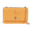 シャネル(CHANEL)チェーン ウォレット オレンジ ラムスキン Chain wallet lamb orange powdery skin【中古】
