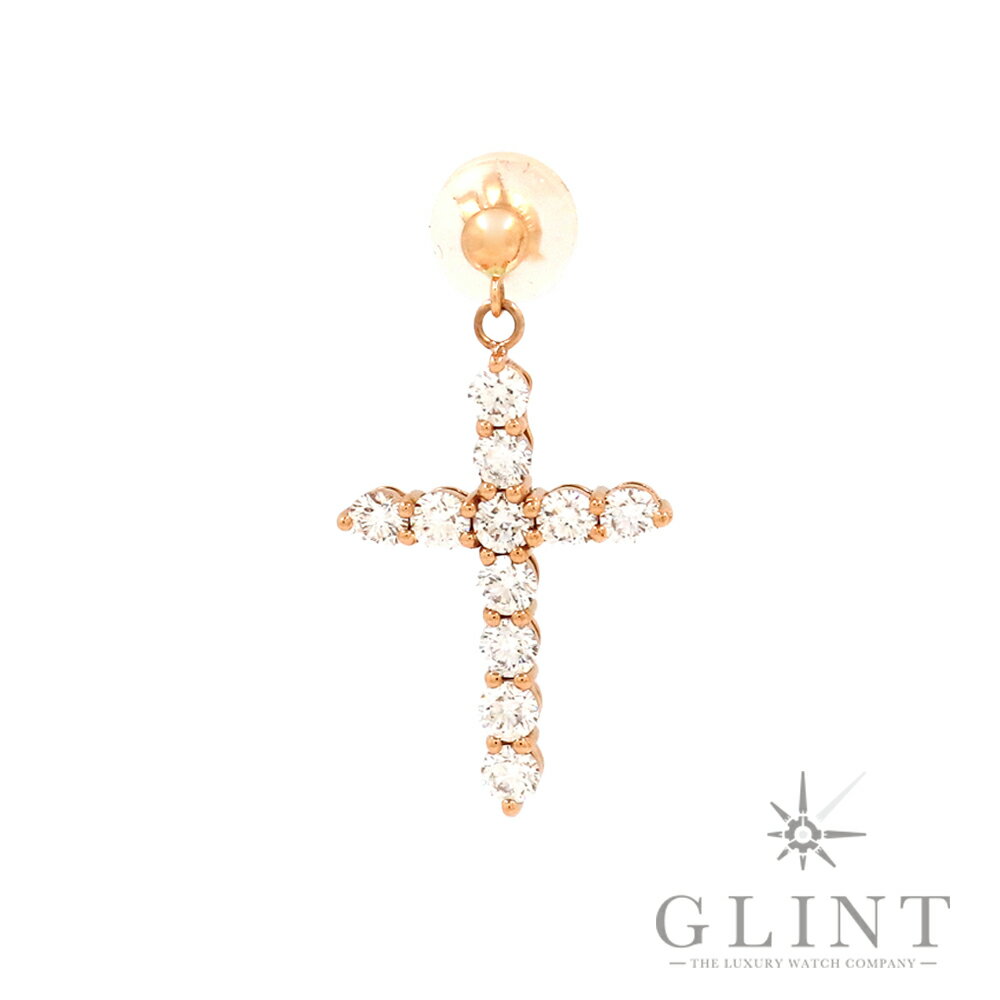 【Glint】クロスモチーフ ピアス 〔18Kピンクゴールド〕〔ラボグロウンダイヤモンド〕【新品】