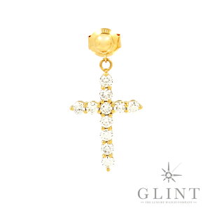 【Glint】クロスモチーフ ピアス 〔18Kイエローゴールド〕〔ラボグロウンダイヤモンド〕【新品】