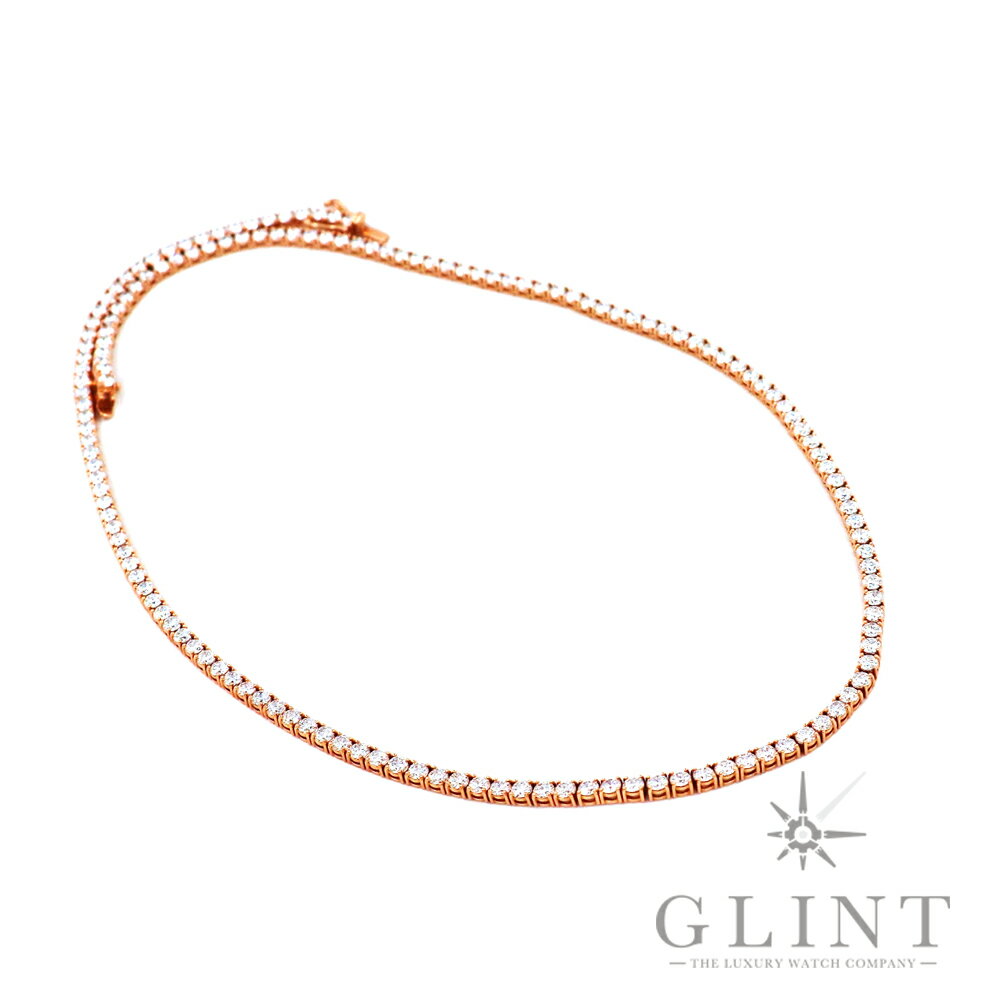 【Glint】グリント テニスチェーン ネックレス 全長55.5cm/幅3.5mm 14KPG ラボグロウンダイヤモンド（ピンクゴールド）【新品】